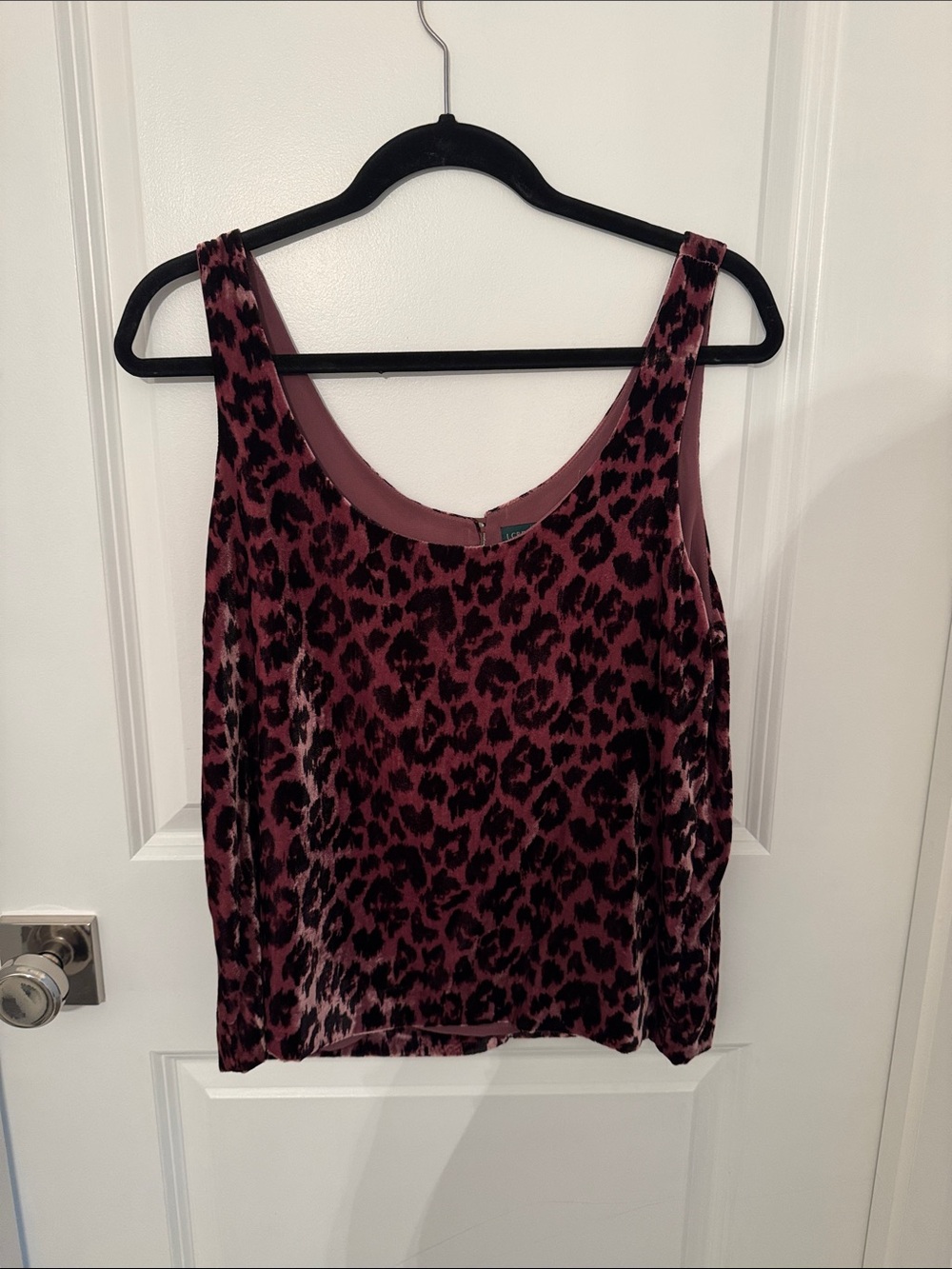 J. Crew Velvet Leopard Tank - Mauve and Black